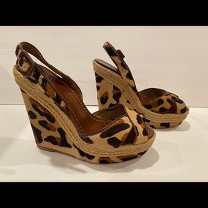 Christian Louboutin wedge Ponyhair sandals heels leopard 36